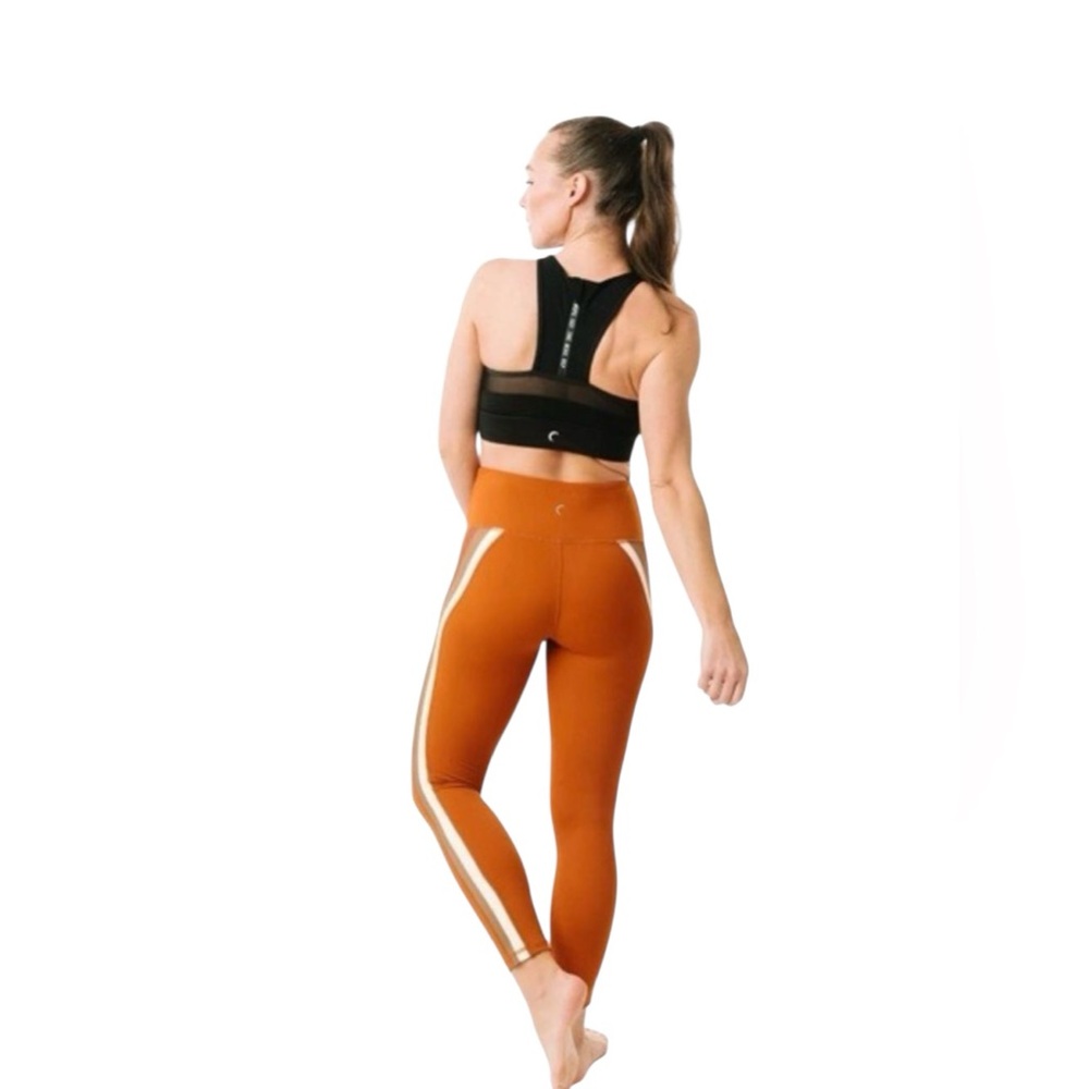 Zyia Active Joplin Stripe 7/8 Crop Burnt Orange Leggings Womens 6-8 - Picture 7 of 7
